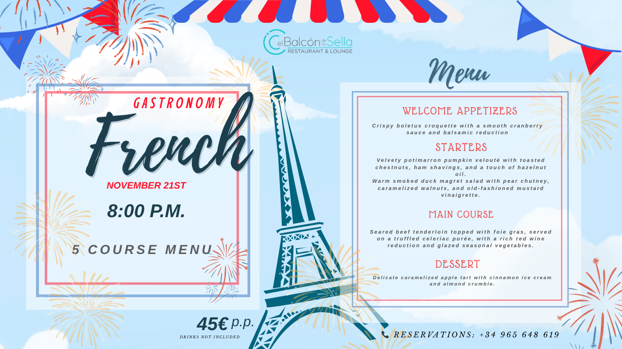 Cena Temática: Gastronomía Francesa Cena Temática: Gastronomía Francesa