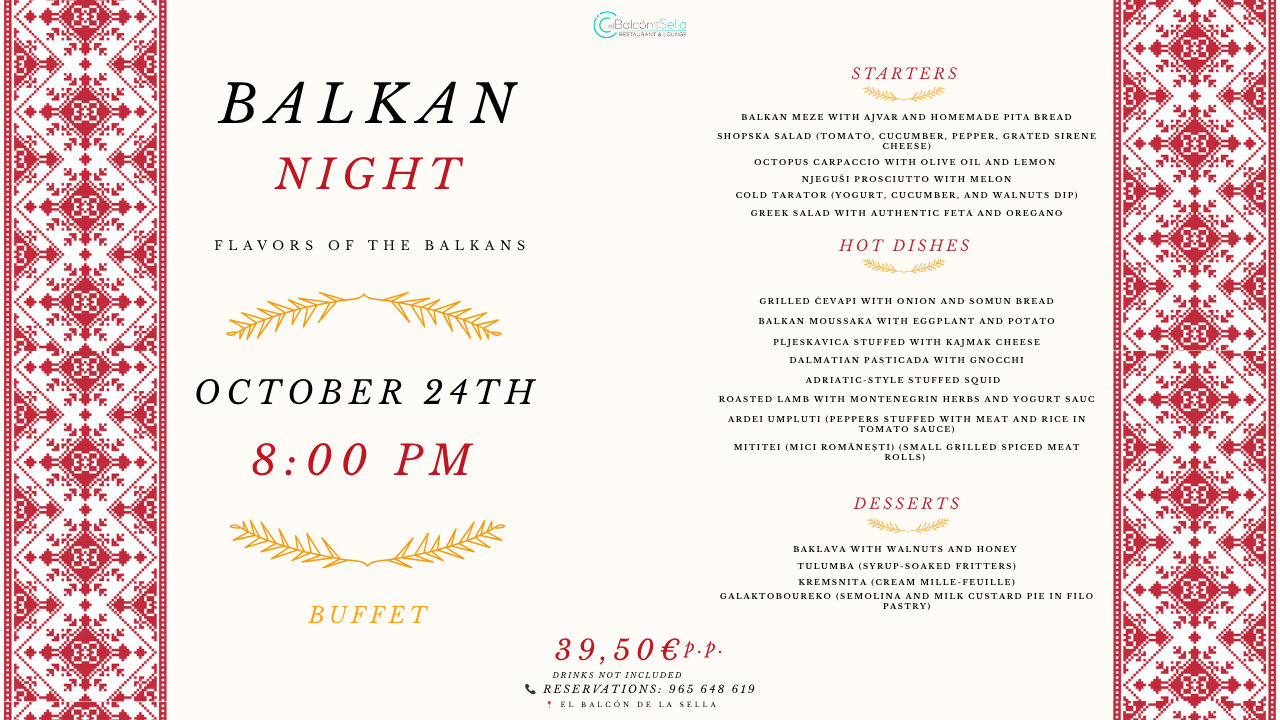 Balkan Dinner Balkan Night